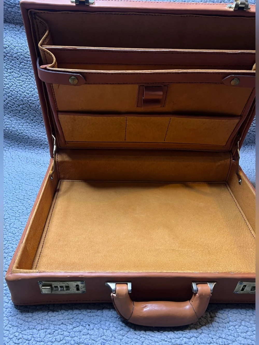 Vintage Custom Mercedes-Benz R107 SL-Class Design Leather Briefcase Brown 20 In